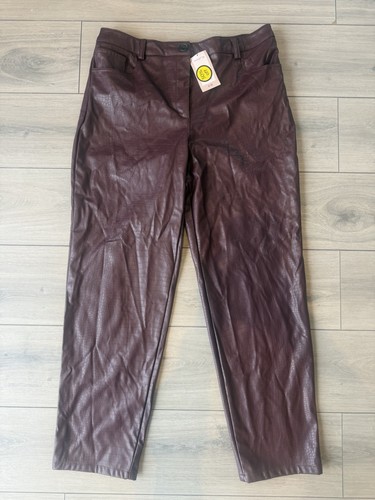 Ladies plum leather look - plum,