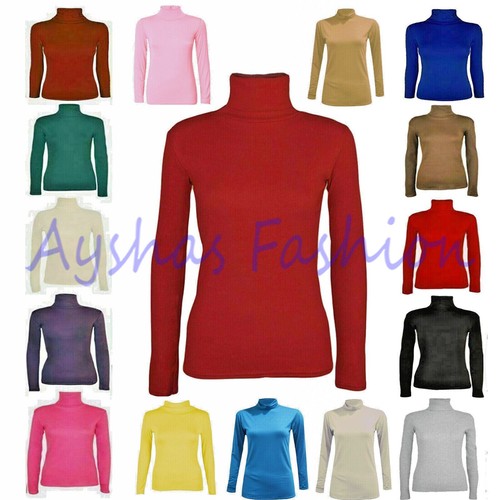 Ladies long sleeve polo neck - long,