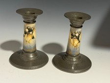 Stunning Pair Moorcroft Leaf & Berry Liberty Tudric Candlesticks c1920's