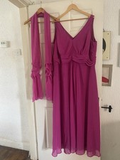 Ann Harvey London Mother Of The Bride Cerise Pink Dress. And Scarf Wrap size 24
