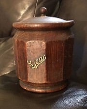 Vintage Oak Wood Tea Caddy -