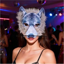 Wolf Half Mask with Fur