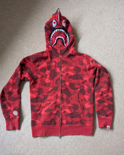 Bape Shark Hoodie ABC Camo Full Zip Hoodie Red XL Authentic A Bathing Ape
