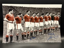 Man United Busby Babes 1958 lineup v Red Star Belgrade 12x8, signed by 3 COA