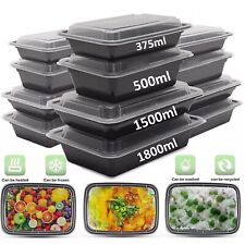 D-MART BLACK REUSABLE MEAL PREP MICROWAVE SAFE FOOD CONTAINERS BOXES WITH LIDS