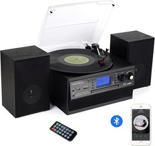 Bluetooth Vinyl Record Player,5 in 1 Music Centre,  Turntable with CD, Cassette
