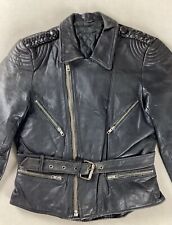 Vintage Distressed Leather Biker Jacket Motorcycle Jacket Black EU Size 54 42”