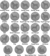 Silver Dog Breed Pet ID Tag Disc Engraved Free