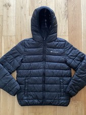 Champion Black Padded Jacket with Hood Size Extra Large Kids Age 13 - 14 Years