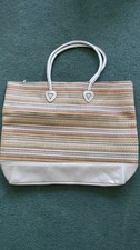 BAG BEACH/WEEKEND BAG - MULTI COLOURED SILVER HANDLES - ZIP CLOSURE - NEW
