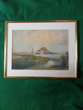 Framed watercolour of sailing