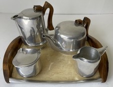 Wave Picquot Tea & Coffee Set With Tray, 5 Piece Set Collectable