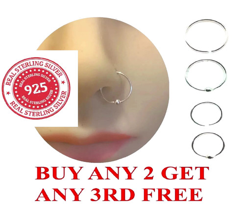 Sterling silver nose ring hoop - nose,