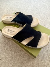 Hotter Kefalonia Black/Cream Ladies’ Nubuck Sandals – UK 4 / EU 37