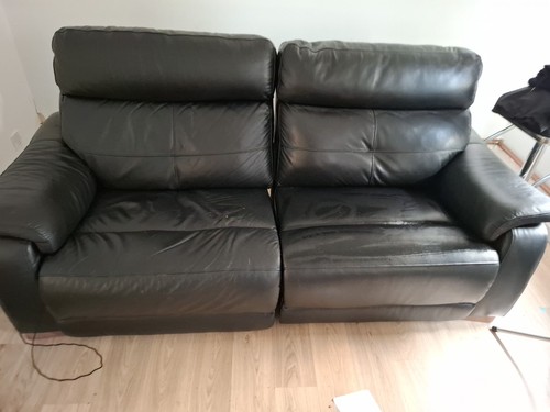 Black leather recliner sofa - black,