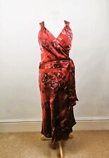 Stunning KALIKO UK 12 Dress Burgundy 100% Silk Sash Belt Bias Cut Lined