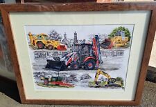 Last A3 Framed Picture Print JCB 3CX Union Digger Tractors 75yrs Ltd Edition