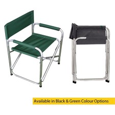 Folding Canvas Aluminium Director's Garden Outdoor Chair in Green or Black