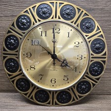 Quartz Coral Retro Vintage Wall Clock Made in Western Germany Brass Metal Rare