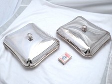 PAIR OF LARGE OLD SHEFFIELD SILVER PLATE ENTREE DISHES -  1830'S -