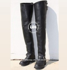 Men thigh high leather boots - leather,