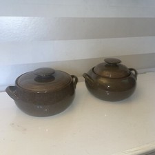 Denby Two Gorgeous Genuine Denby Greystone Casserole Dishes with lids VGC