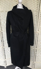 UK 10  Topshop Boutique  Navy Blue Military Belted Mac Trench Coat RARE VINTAGE