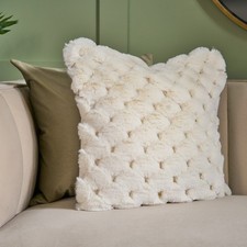 4 x White Waffle Fur Cushion