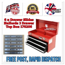 6x HALFORDS 3 Drawer Portable Toolbox Chest Replacement Drawer Friction Slides