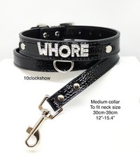 Bdsm collar lead set black