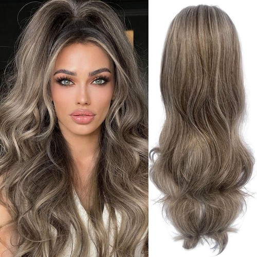 Half wig long wavy highlights - half,
