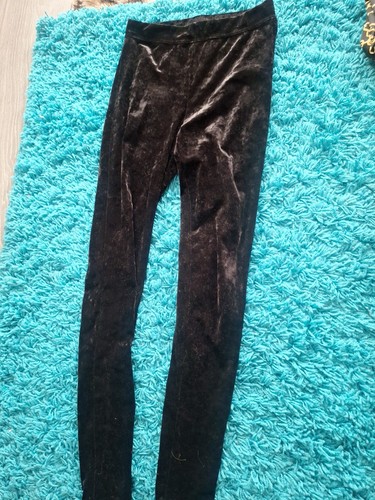Black plush velvet leggings - black,