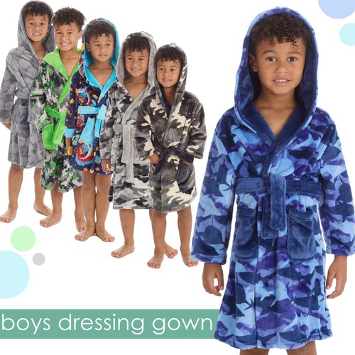 Boys hooded dressing robe - hooded,