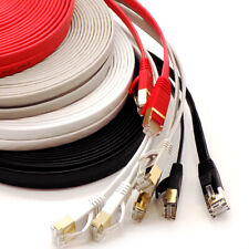 RJ45 Ethernet Cable CAT7 Flat Patch Lead Network LAN Fast Internet .5m - 30m Lot