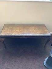 Antique Quality Burr Walnut Coffee Table Rectangular Solid Wood With Glass Top