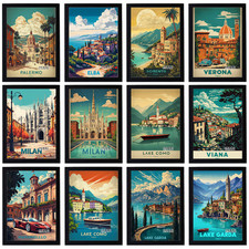 Vintage Italy Holiday Travel Poster Retro City Print Decor Wall Art A5 A4 A3