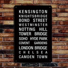 London destination bus blind A4 metal plaque sign