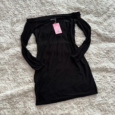 Missy Empire Cut Out Off Shoulder Bardot Black Mini Dress Large BNWT NEW
