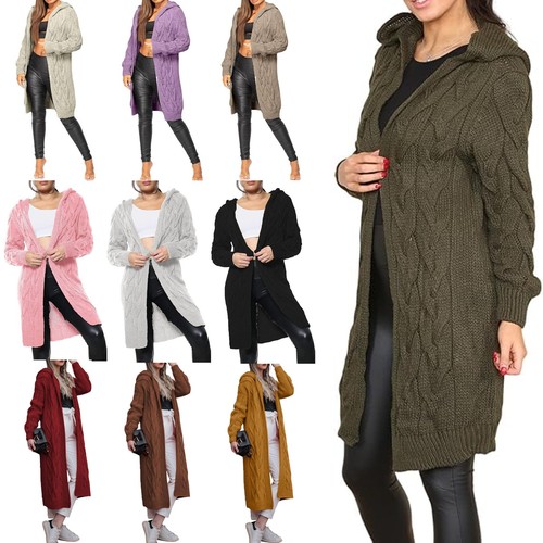 Ladies hooded chunky cardigan - hooded,