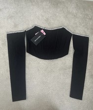 Black diamante trim Bardot