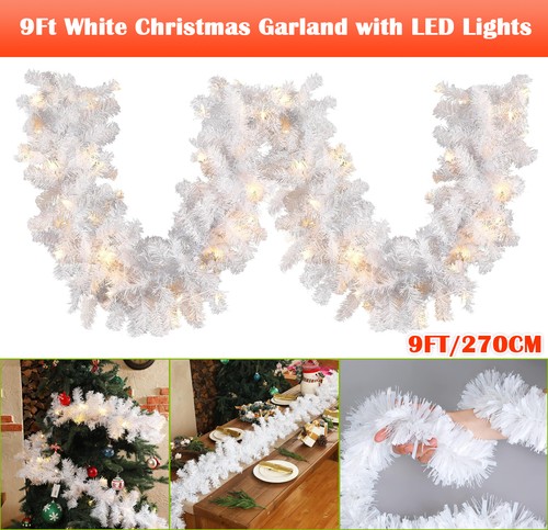9ft white christmas garland - christmas,