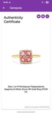 Padparadscha Sapphire 9ct Gold