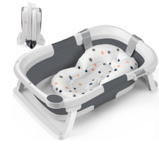 Baby Bath Tub Foldable for 0-24 Months Newborn Toddler Bath with Soft Cushion