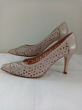HB Espana Shoes Size 6 Beige Court Lace Cut Out Design Stiletto Heel Occasion