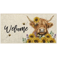 Sunflower Highland Cow Door