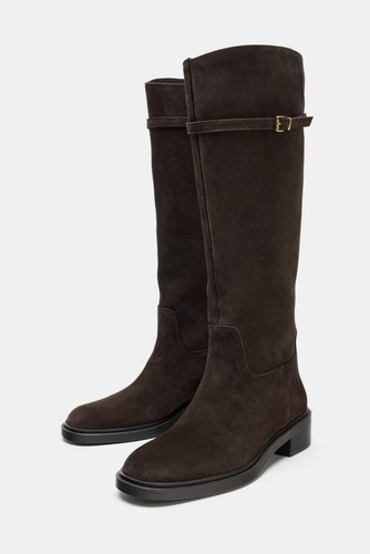 Zara brown real suede knee - zara,