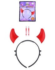 Glow in the Dark Red Devil Horns Headband Halloween Fancy Dress Accessory