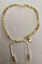 LOLA ROSE DAINTY YELLOW TONED QUARTZ & MOTHER OF PEARL GEMSTONE BRACELET - NWOT