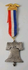 German American Medalion Ribbon - Red White Blue Ribbon And Liberty Bell - 1976