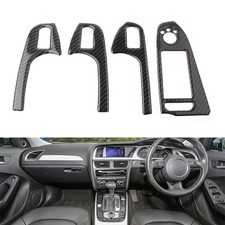 4pcs Interior Door Cover Armrest Trim For Audi A4 B8 2008-2015 RHD Carbon Fiber